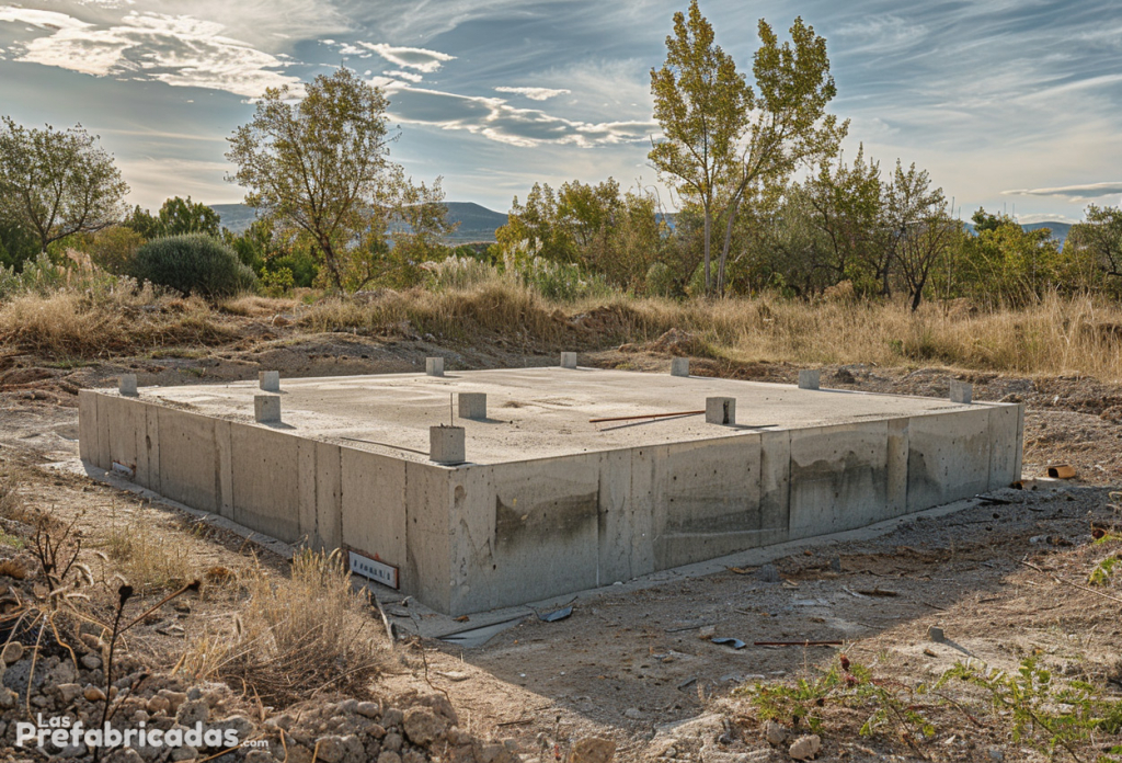 Cimientos de hormigón de una casa prefabricada