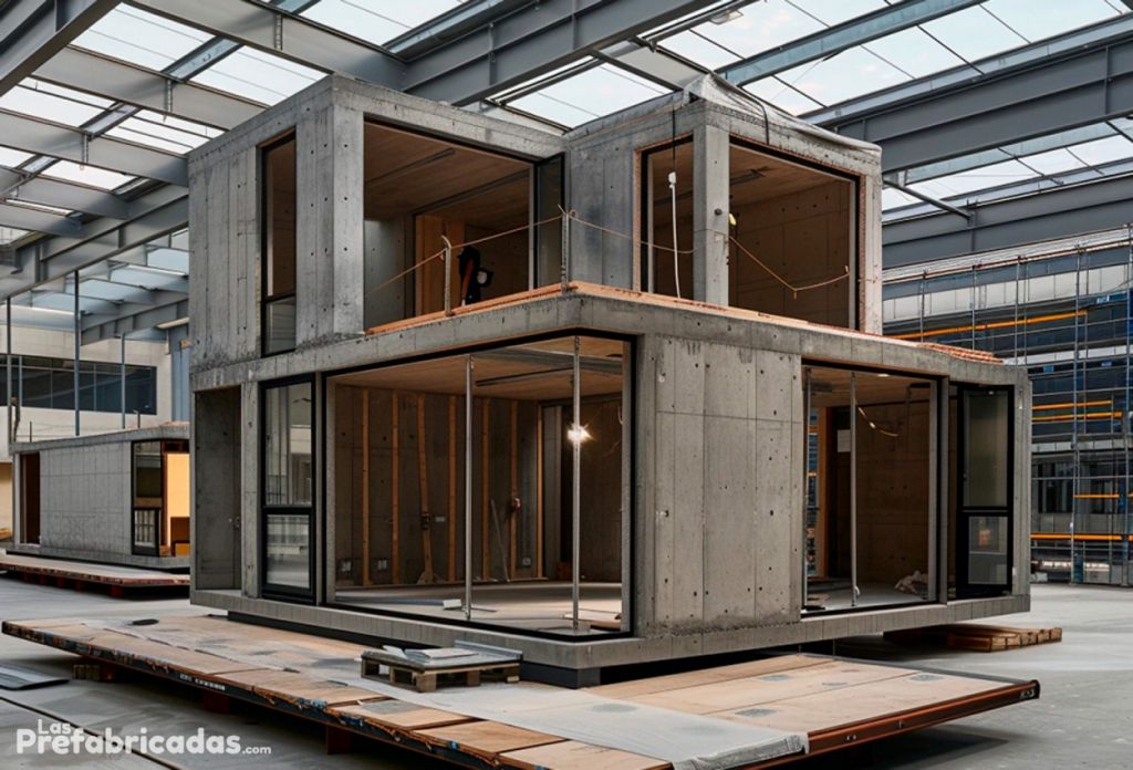 Módulos en fabricación de casa prefabricada en hormigón