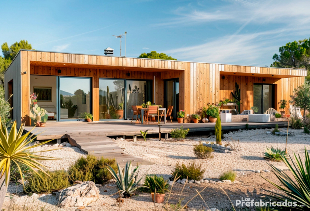 Vivienda pasiva prefabricada orientada al Sur para aprovechar los rayos del Sol.